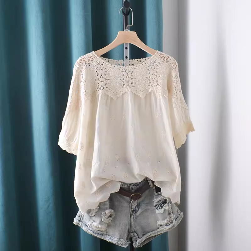 Summer Clothing For Japan - Chemises et Blouses en Coton Brodé