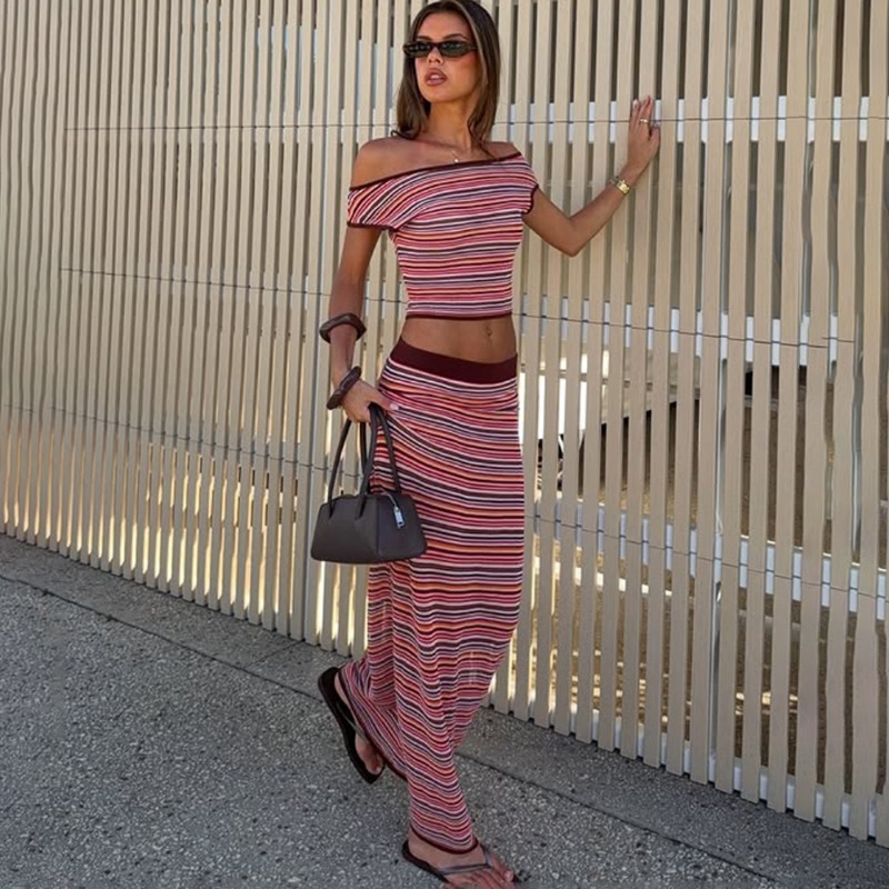 Summer Clothing For Older Women - Ensemble 2 pièces jupe en tricot