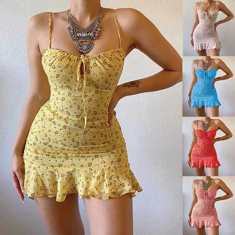 Summer Clothing Zara - Robe Camisole florale pour femmes, Sexy,
