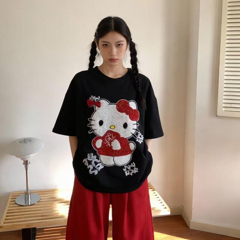 T-shirt brodé à sequins Hello  - Summer Clothing Trend avis et prix