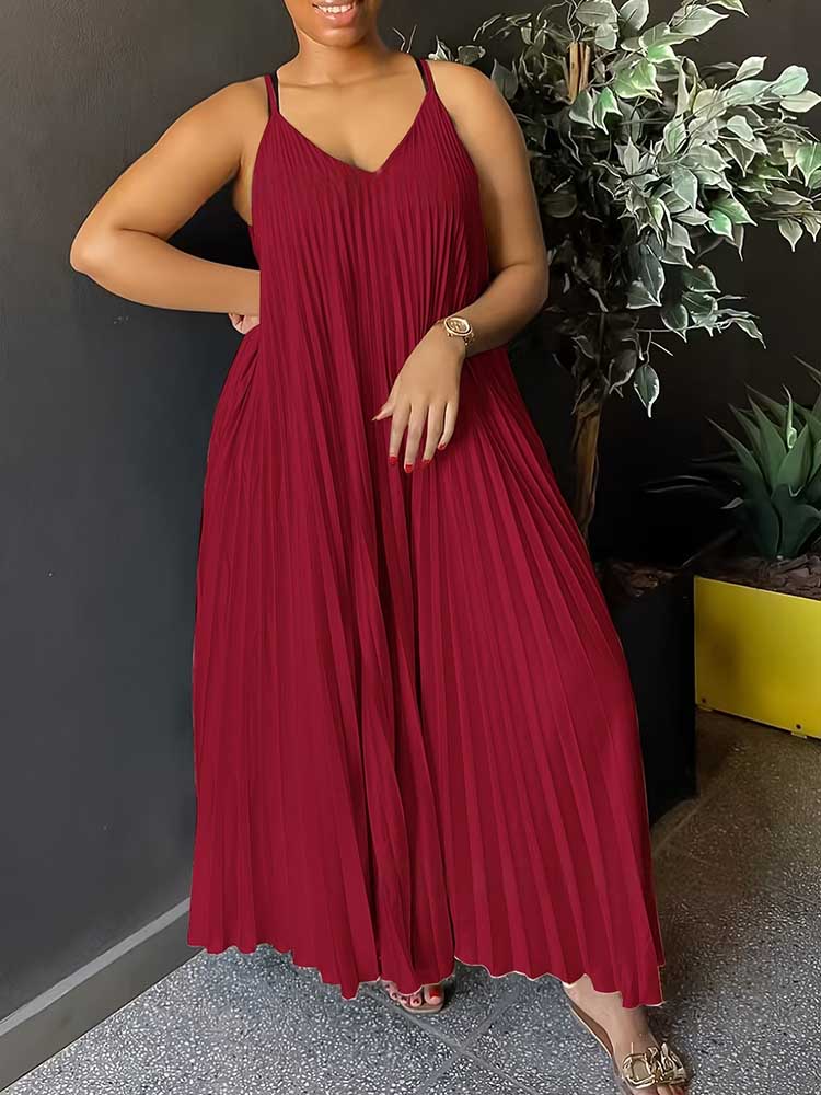 Robe d'été plissée sans manche - Summer Clothing For Older Women avis et prix