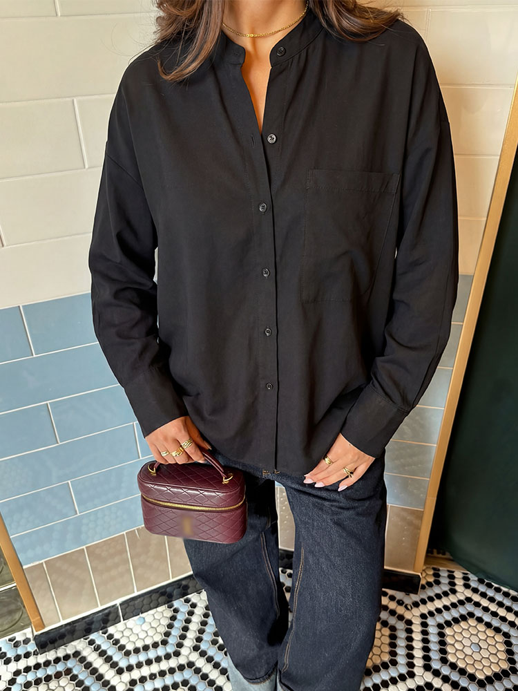 Chemise noire minimaliste à co - Summer Days Clothing avis et prix