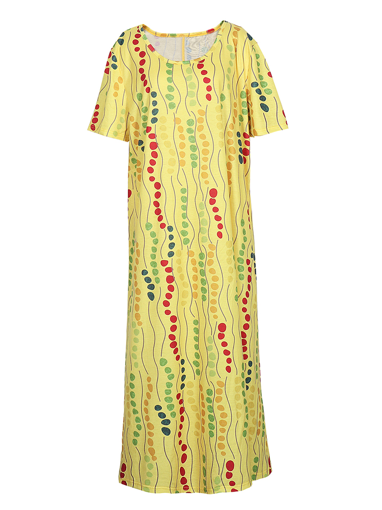 Robe midi imprimée jaune grand - Summer Clothing For Older Women avis et prix